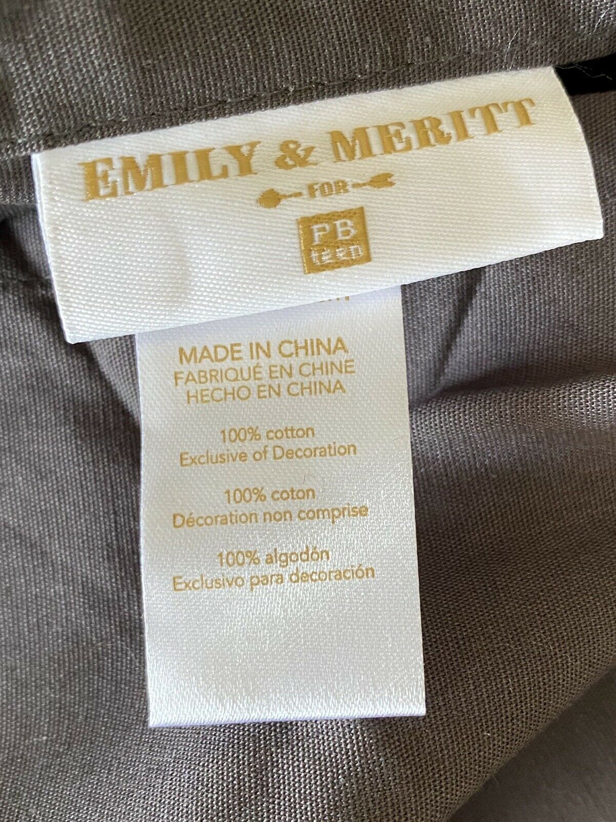 POTTERY BARN Teen Emily Meritt Sweet Scallop Euro Sham Charcoal NWOT - Fresh Stock Dated January 2026