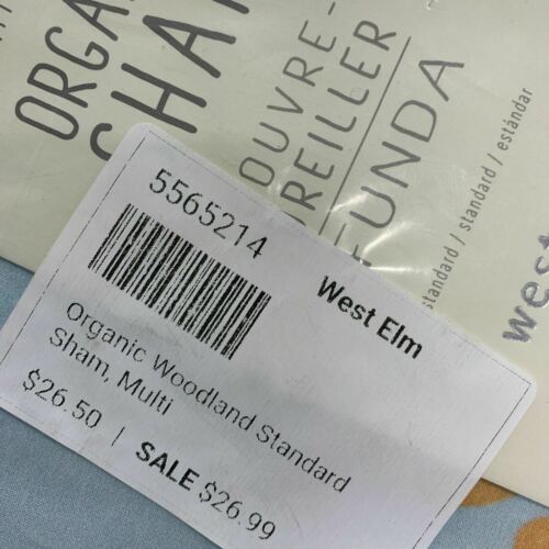 Pottery Barn Kids/West Elm Woodland Colorful Organic Sham NEW Standard 20x26 - Fresh Stock Dated December 2025