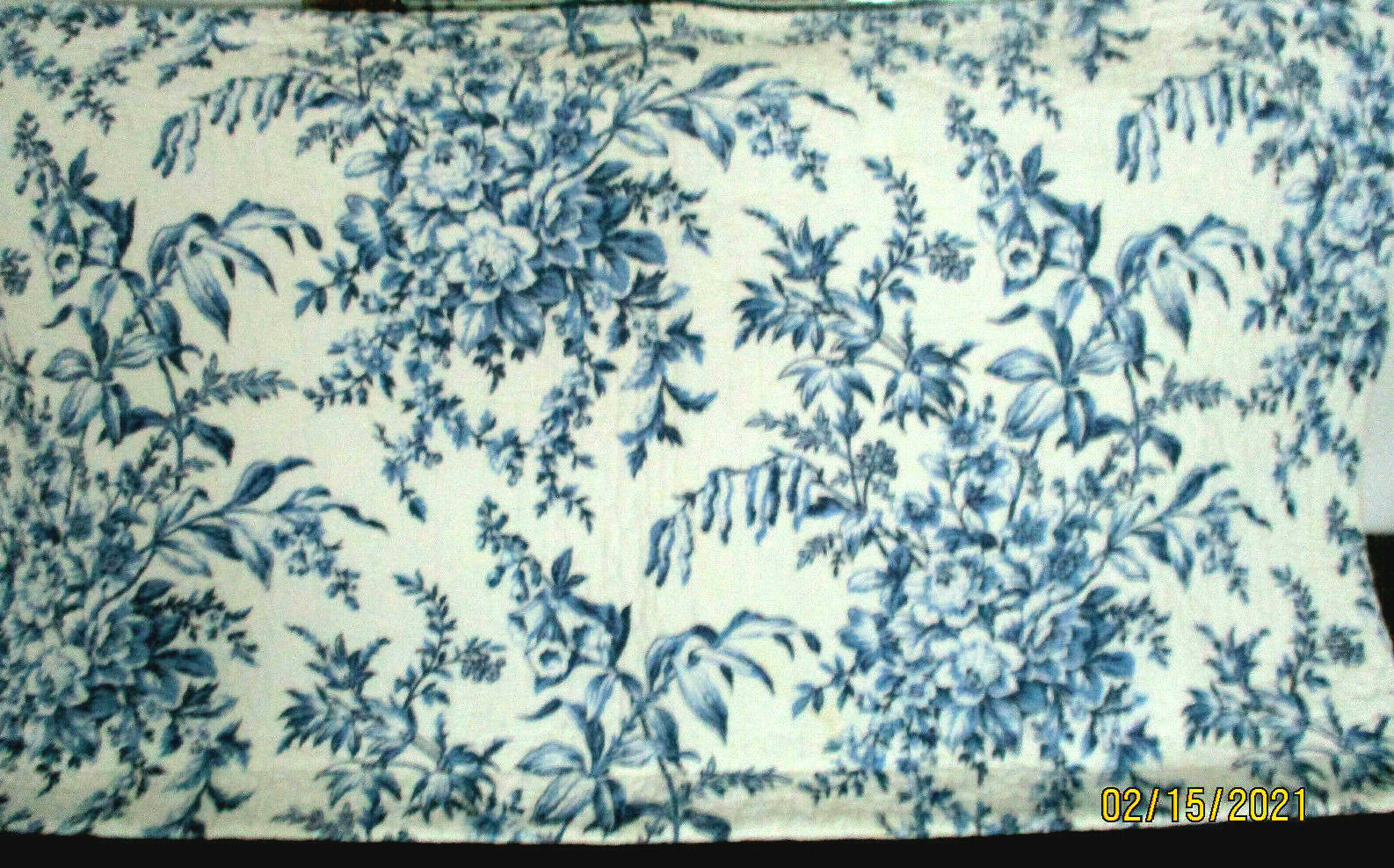 LAURA ASHLEY QUILTED WHITE BLUE FLORAL 2 KING PILLOW SHAM 24X40''IN. - Fresh Stock Dated December 2025