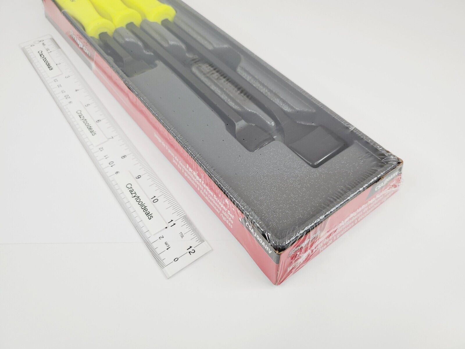 Snap On Tools NEW CSA300AHV 3 Piece Hi-Viz Hard Handle Rigid Carbon Scraper Set - Fresh Stock Dated February 2026