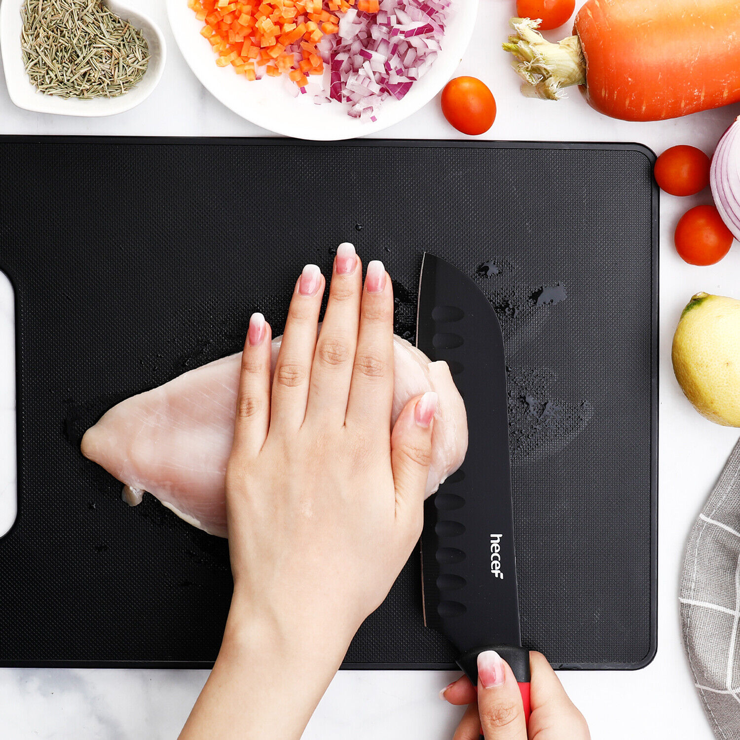 8Pcs knife and Cutting Board Set Sharp for Home Picnic Camping Massage Design - Fresh Stock Dated February 2026