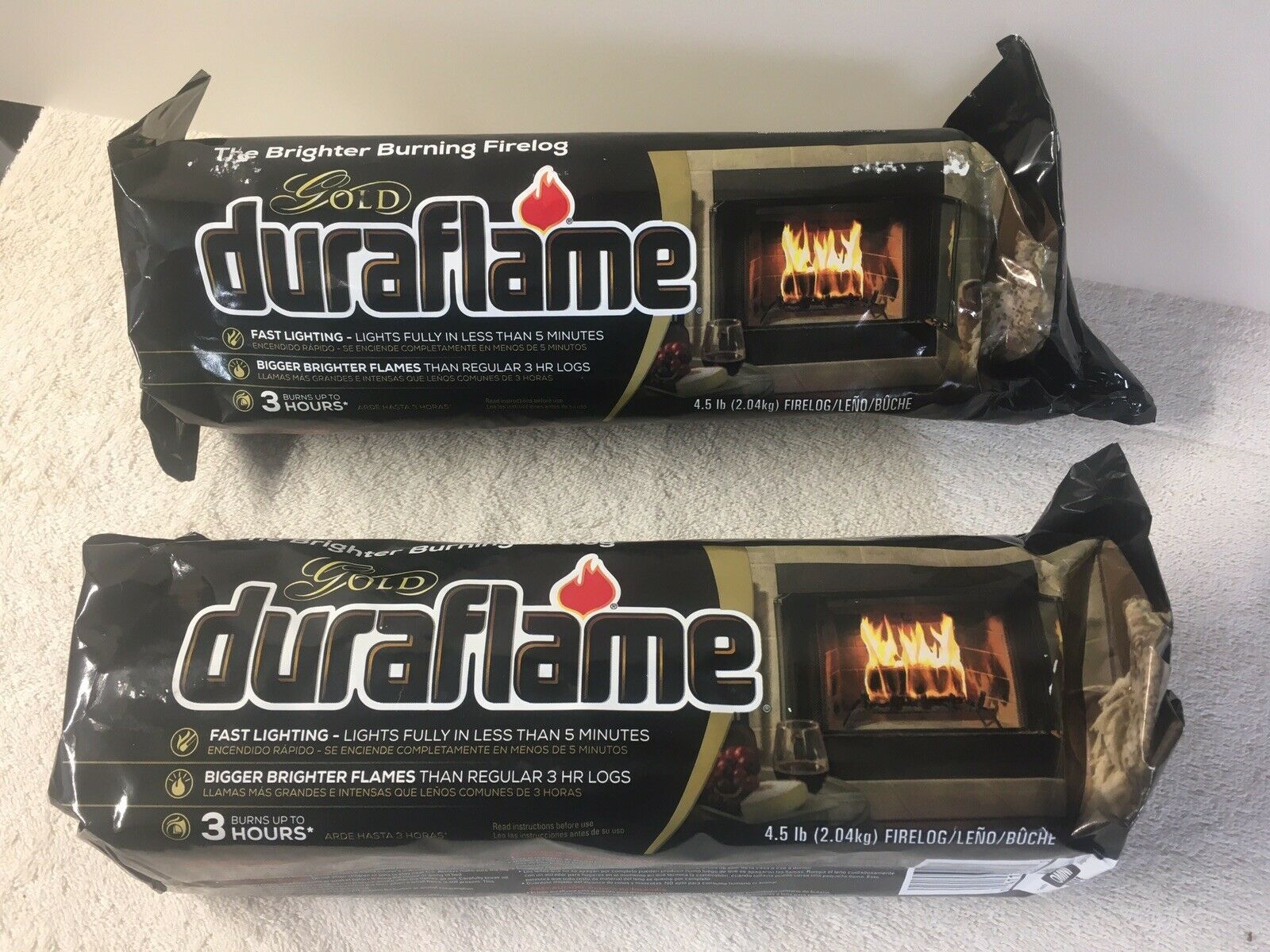 2 Duraflame Gold Fireplace Logs - Fresh Stock Dated December 2025