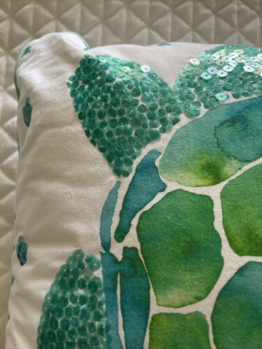 Pottery Barn Teen Sea Life Pillow Cover with Insert Turtle Sequins Kids Accent - Fresh Stock Dated December 2025
