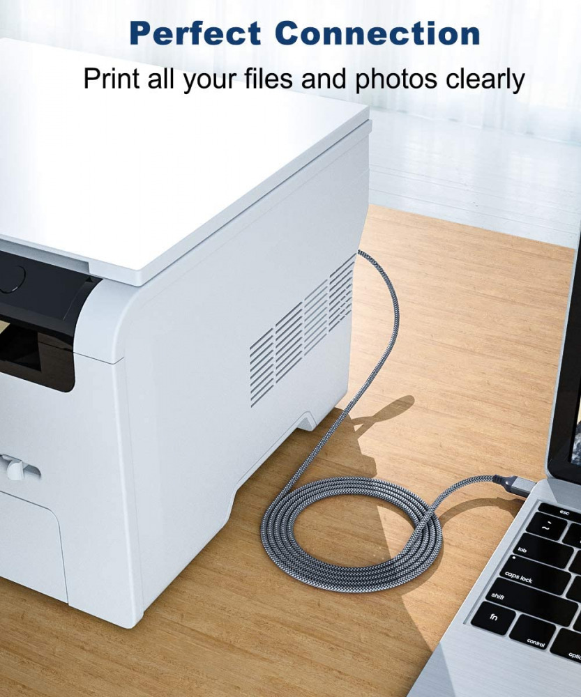 USB 2.0 Printer Cable 15ft,Akoada Type A Male to B 15ft, grey - Fresh Stock Dated February 2026