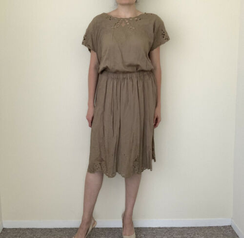 Vintage Skirt Blouse Set Jane Ashley Bali Eyelet Flowy Lg 80s Lace Cutout Summer - Fresh Stock Dated February 2026