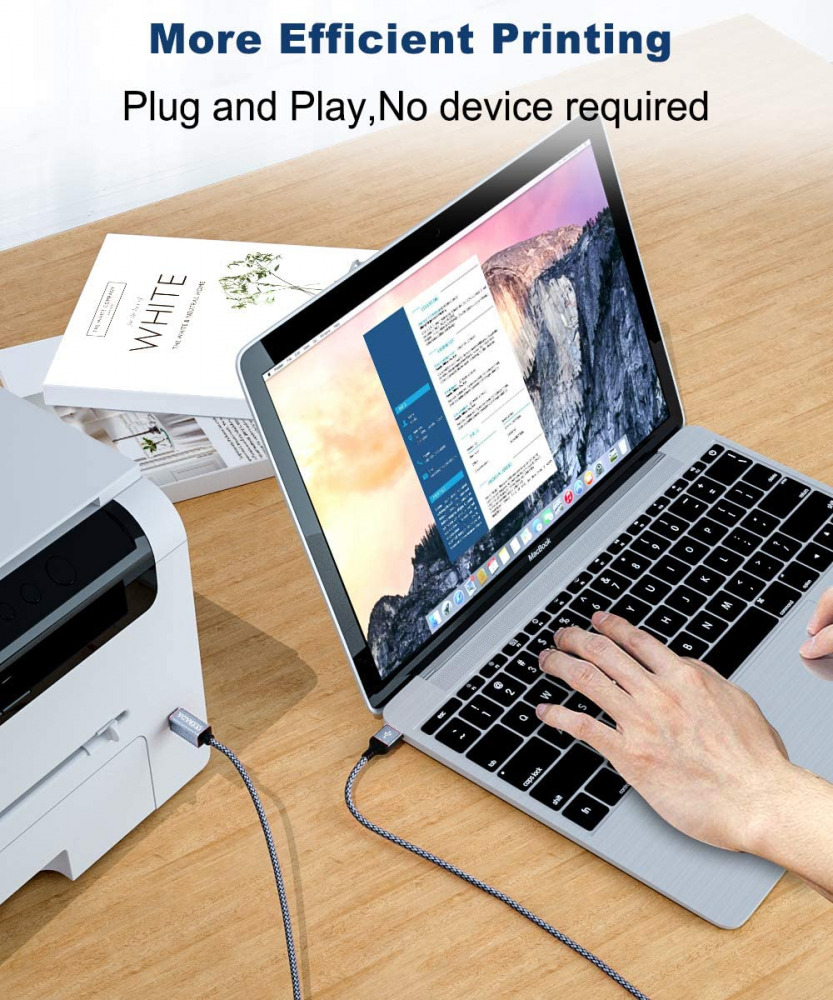 USB 2.0 Printer Cable 15ft,Akoada Type A Male to B 15ft, grey - Fresh Stock Dated February 2026