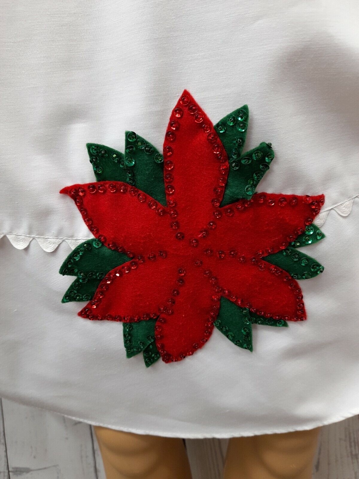 Vtg Circle Malco Modes Partners Please Skirt Sz S Christmas Poinsettia White - Fresh Stock Dated December 2025