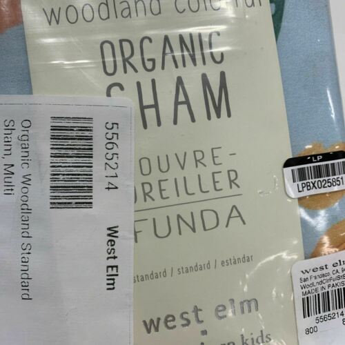 Pottery Barn Kids/West Elm Woodland Colorful Organic Sham NEW Standard 20x26 - Fresh Stock Dated December 2025
