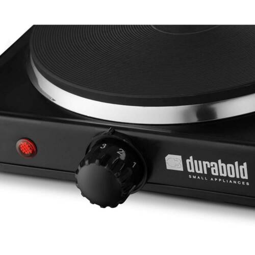 Durabold Single Electric Burner Sealed 1000W 7-Inch Hot Plate Cook Stove, Black - Fresh Stock Dated December 2025