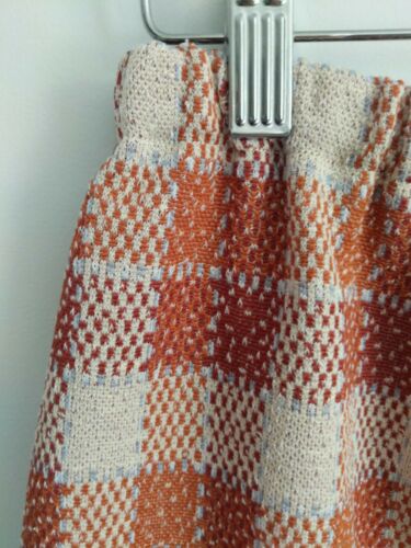 Vintage 70s Mod Check A-Line Skirt Secretary Stretch Polyester Rust Orange M L - Fresh Stock Dated March 2026
