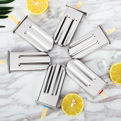 6pcs Stainless Steel Molds Ice Pop Lolly Popsicle Ice Cream Stick Holder Mold - Fresh Stock Dated December 2025