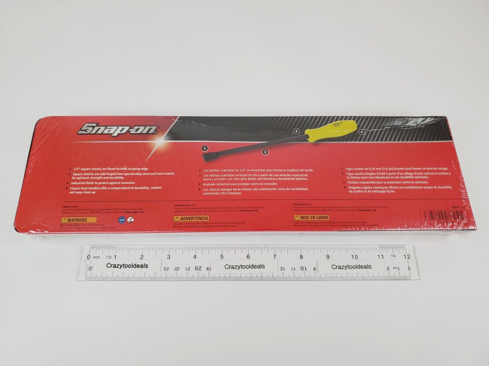 Snap On Tools NEW CSA300AHV 3 Piece Hi-Viz Hard Handle Rigid Carbon Scraper Set - Fresh Stock Dated February 2026