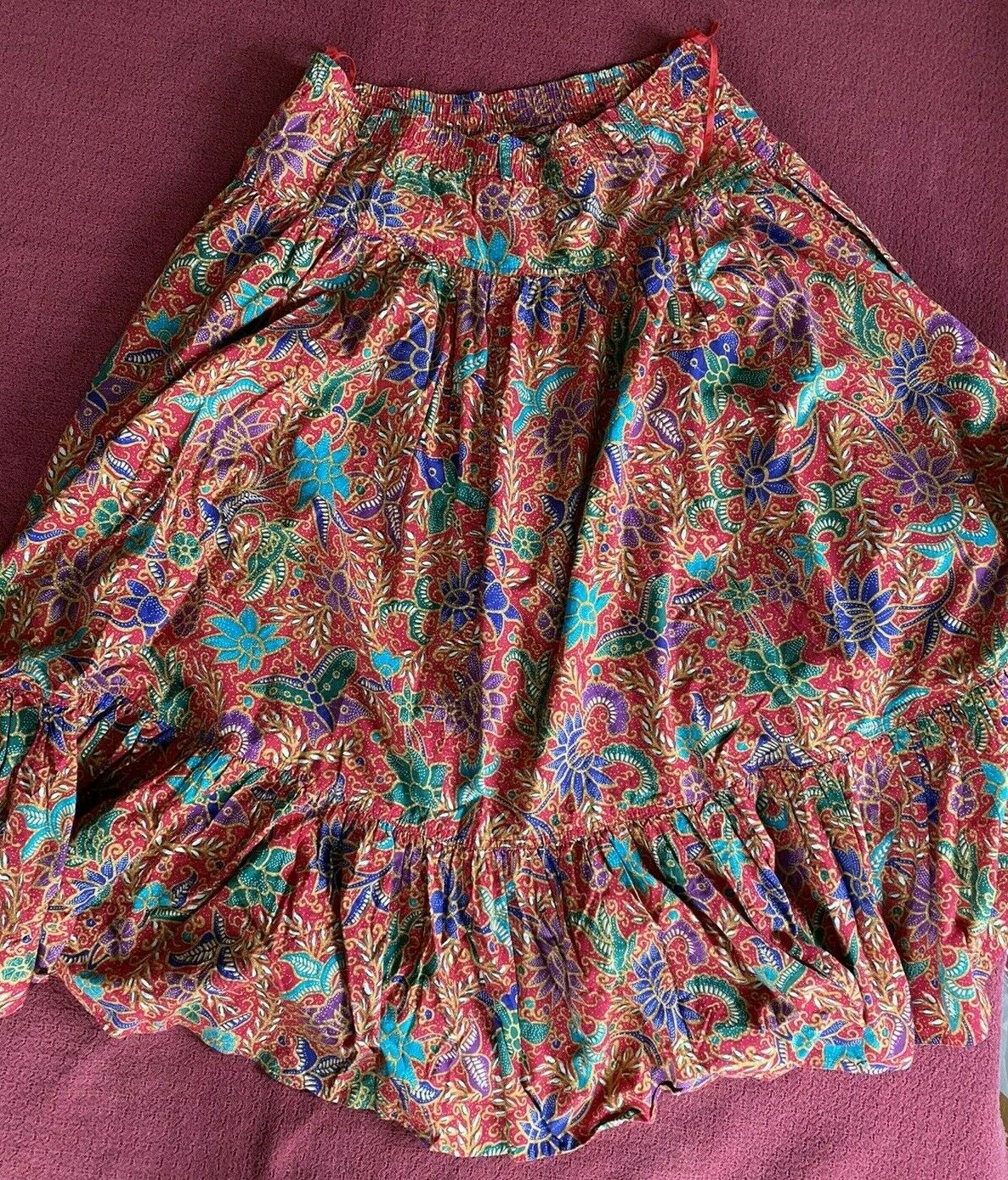 Vintage Women's Printed Skirt Flouncy Tiered Skirt LIZ CLAIBORNE Size L Midi - Fresh Stock Dated February 2026