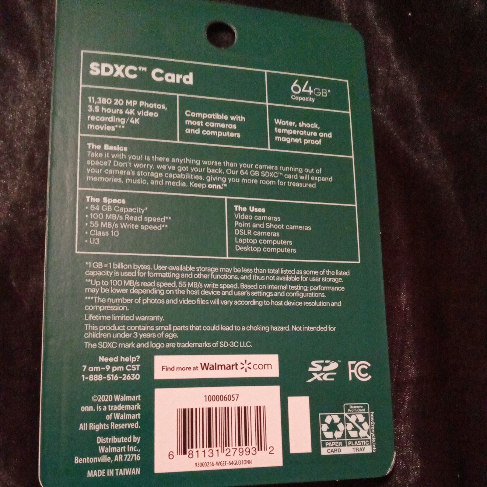 64GB SDXC Flash Memory Card, up to 100MB/s read speed  ONN 5-Pack Free Shipping - Fresh Stock Dated February 2026