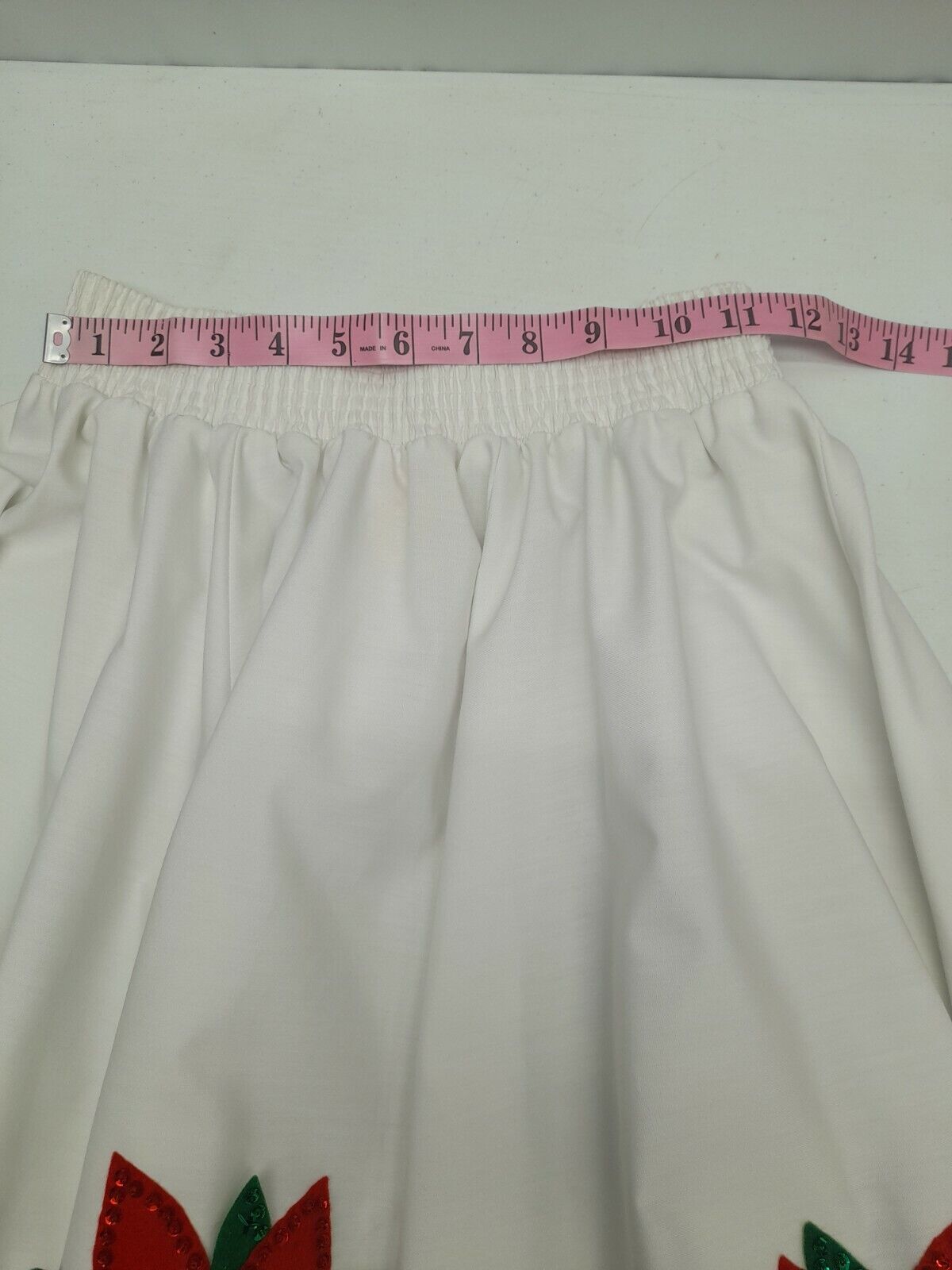 Vtg Circle Malco Modes Partners Please Skirt Sz S Christmas Poinsettia White - Fresh Stock Dated December 2025