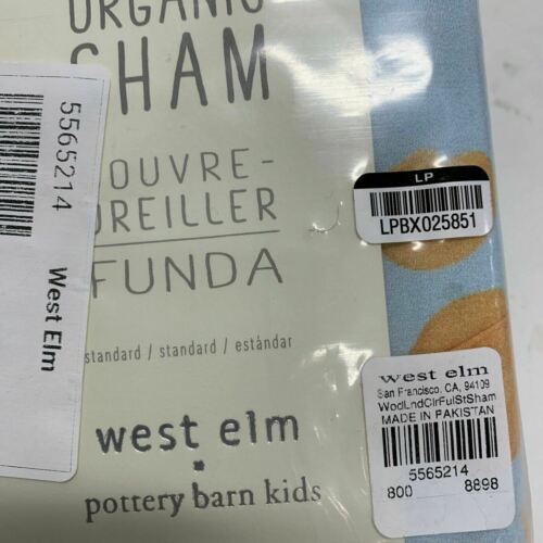 Pottery Barn Kids/West Elm Woodland Colorful Organic Sham NEW Standard 20x26 - Fresh Stock Dated December 2025