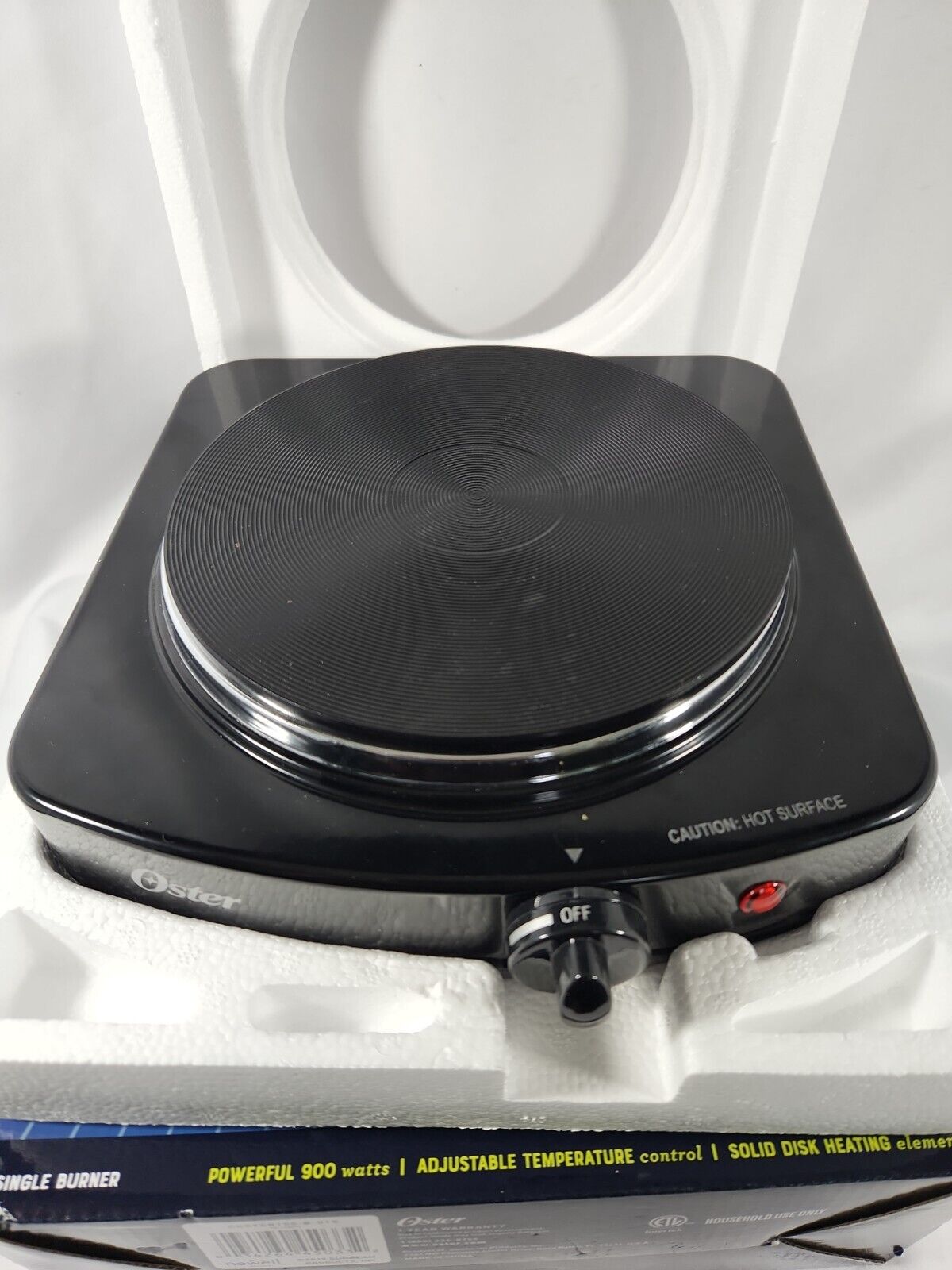 Oster, Single Burner, Table Stove, Black, Adjustable Tmp Model CKSTSB100-B - Fresh Stock Dated February 2026