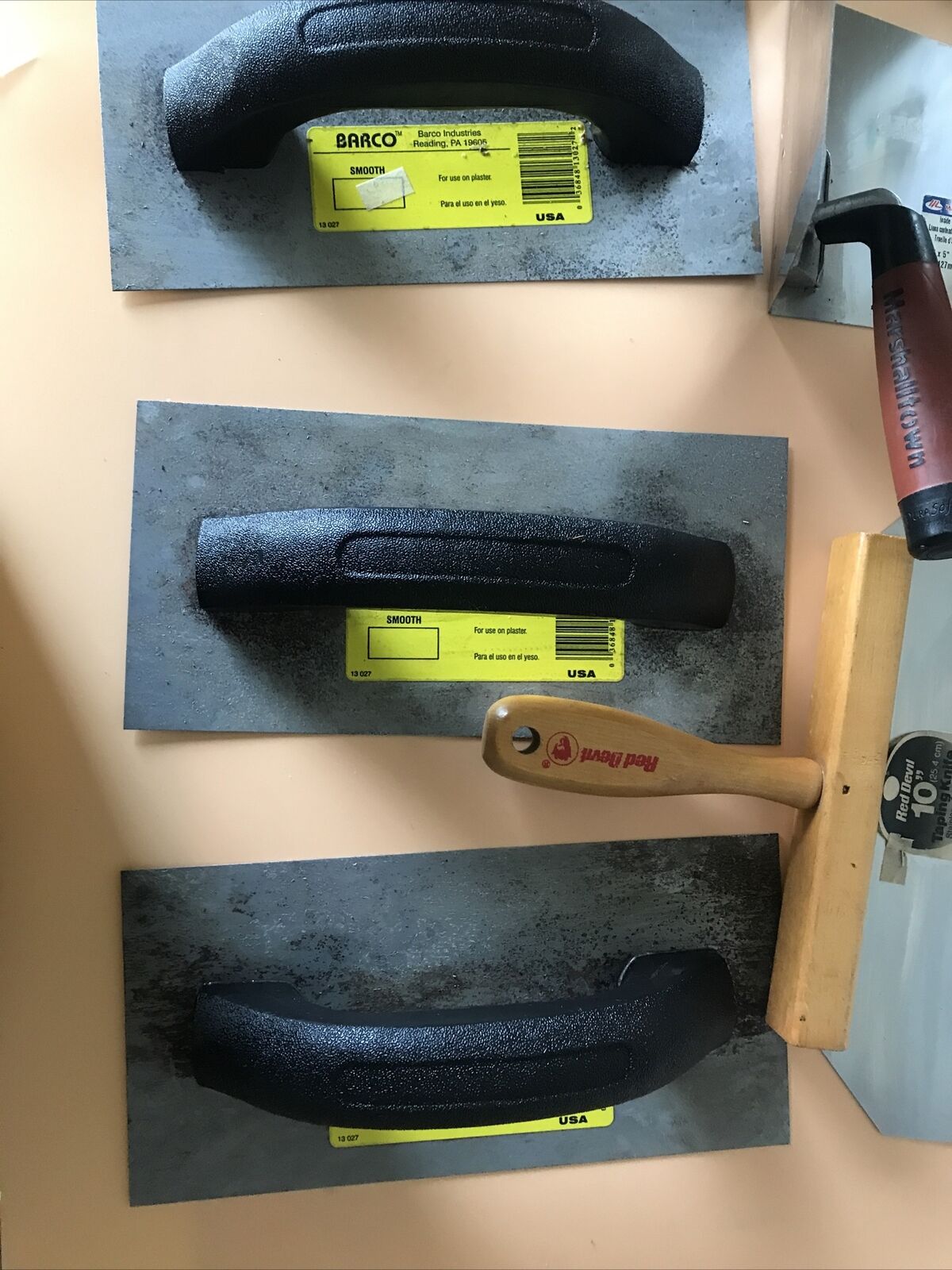 DRYWALL TOOLS Lot of 8- Never Used Red Devil/Marshalltown/Nu-Pride/Barco - Fresh Stock Dated February 2026