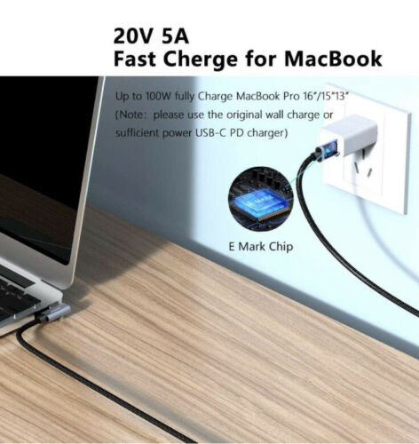 USB C to C Cable 10FT 100W UNAMAK Type C Fasting Charging 10ft, Black - Fresh Stock Dated February 2026