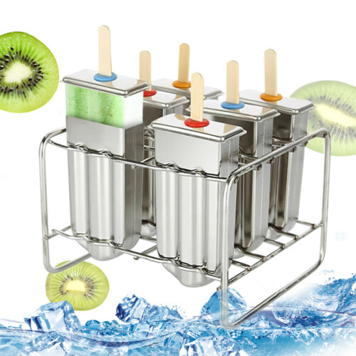 6pcs Stainless Steel Molds Ice Pop Lolly Popsicle Ice Cream Stick Holder Mold - Fresh Stock Dated December 2025