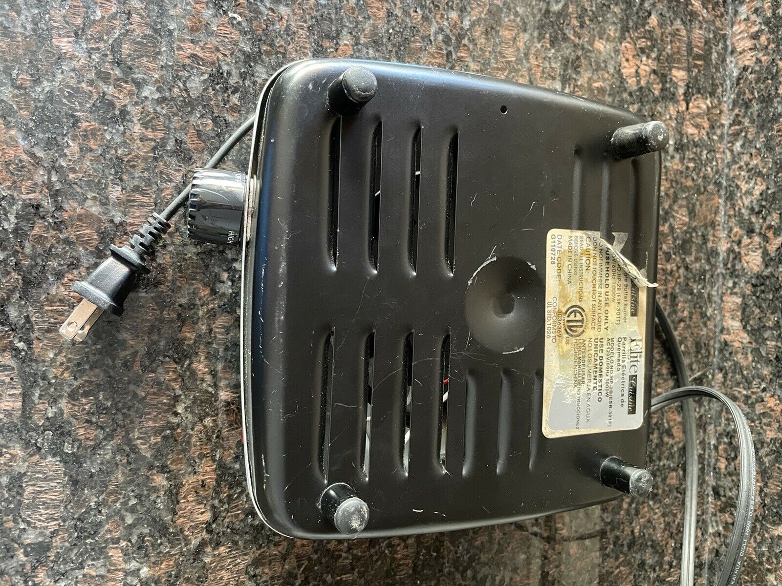 Elite Cuisine Model HP-2B Single Flat Burner Hot Plate Works Good Tested - Fresh Stock Dated February 2026