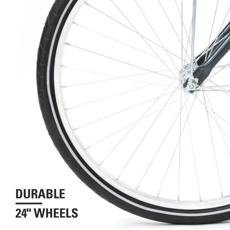 Secondhand 1-Speed Beach Bike, Comfortable Commuter Bicycle w Bell (Blue, 24