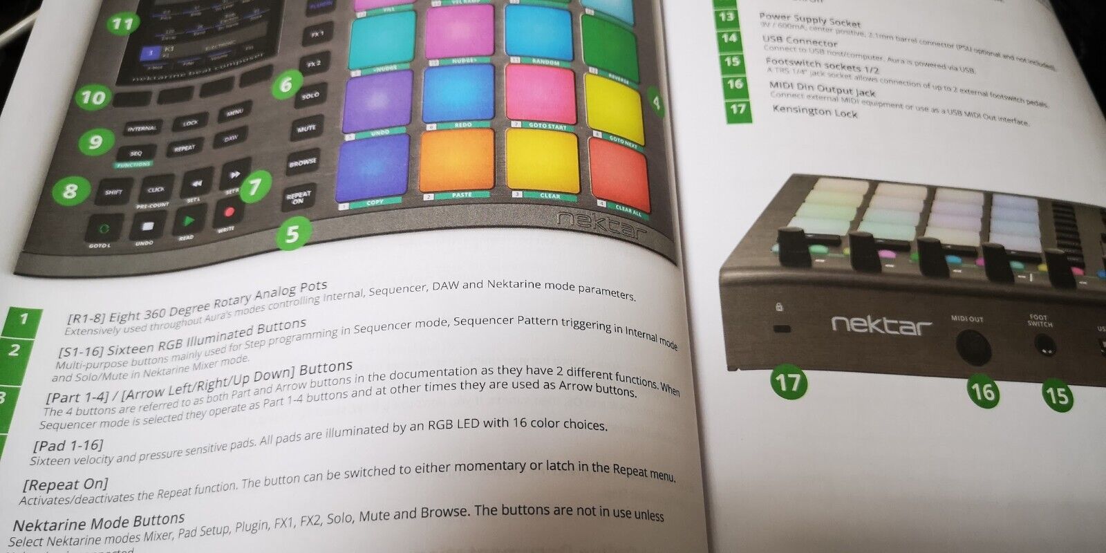 Nektar Aura USB MIDI Pad Controller Near unused English Manual - Fresh Stock Dated February 2026