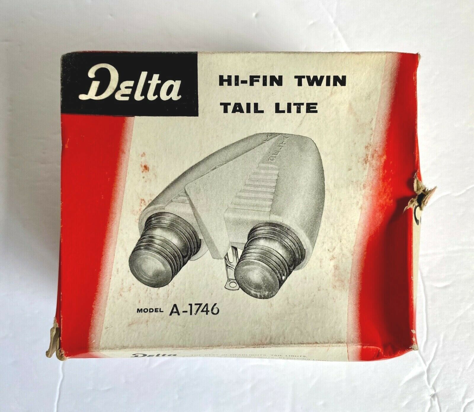 Vintage NOS 1950s Delta Hi-Fin Twin Tail Lite Bicycle Lights A-1746 Bike Light - Fresh Stock Dated December 2025