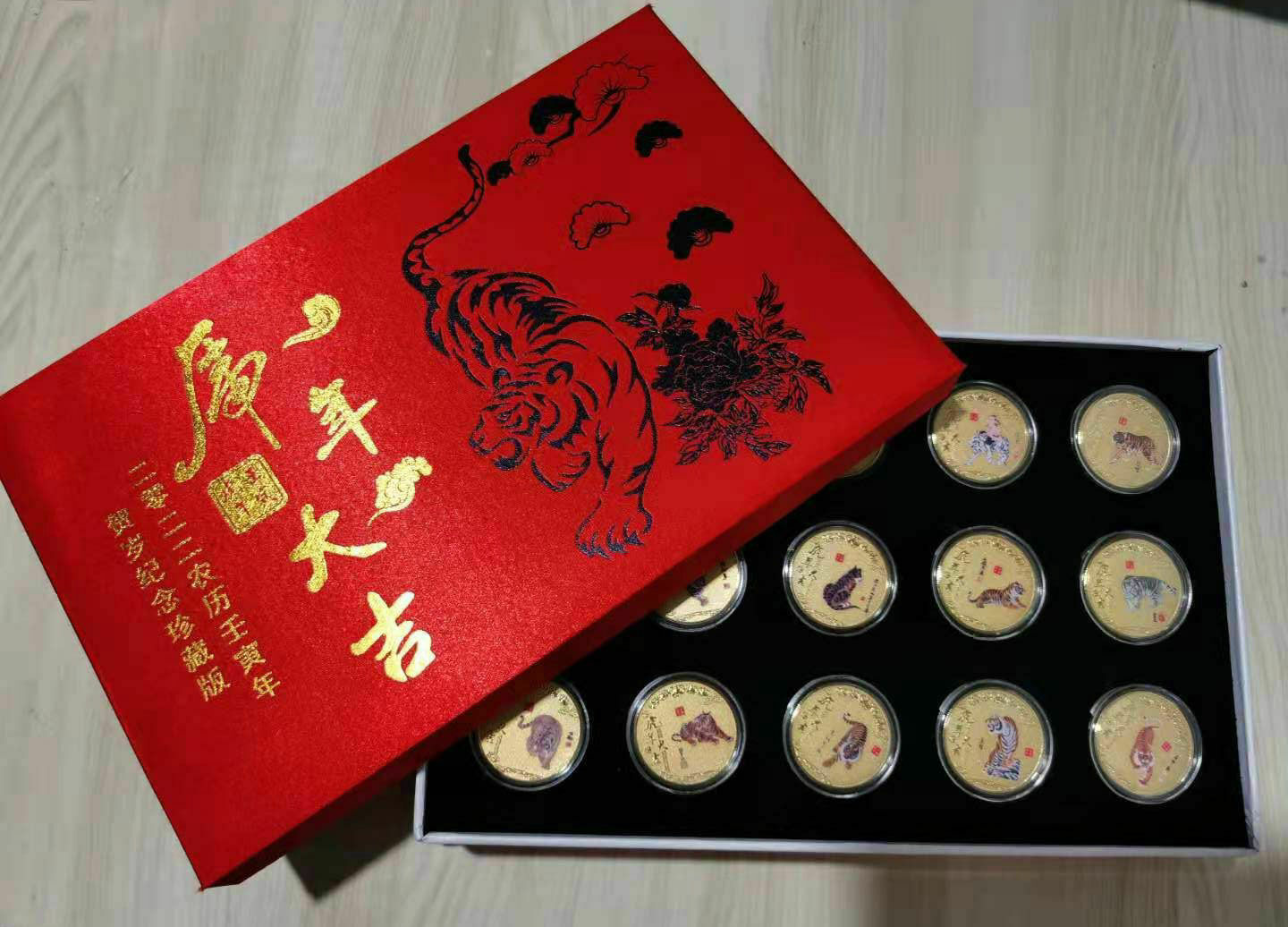 15 pcs New 2022 Chinese Zodiac Gold Colour Coins - Year of the Tiger - Fresh Stock Dated February 2026