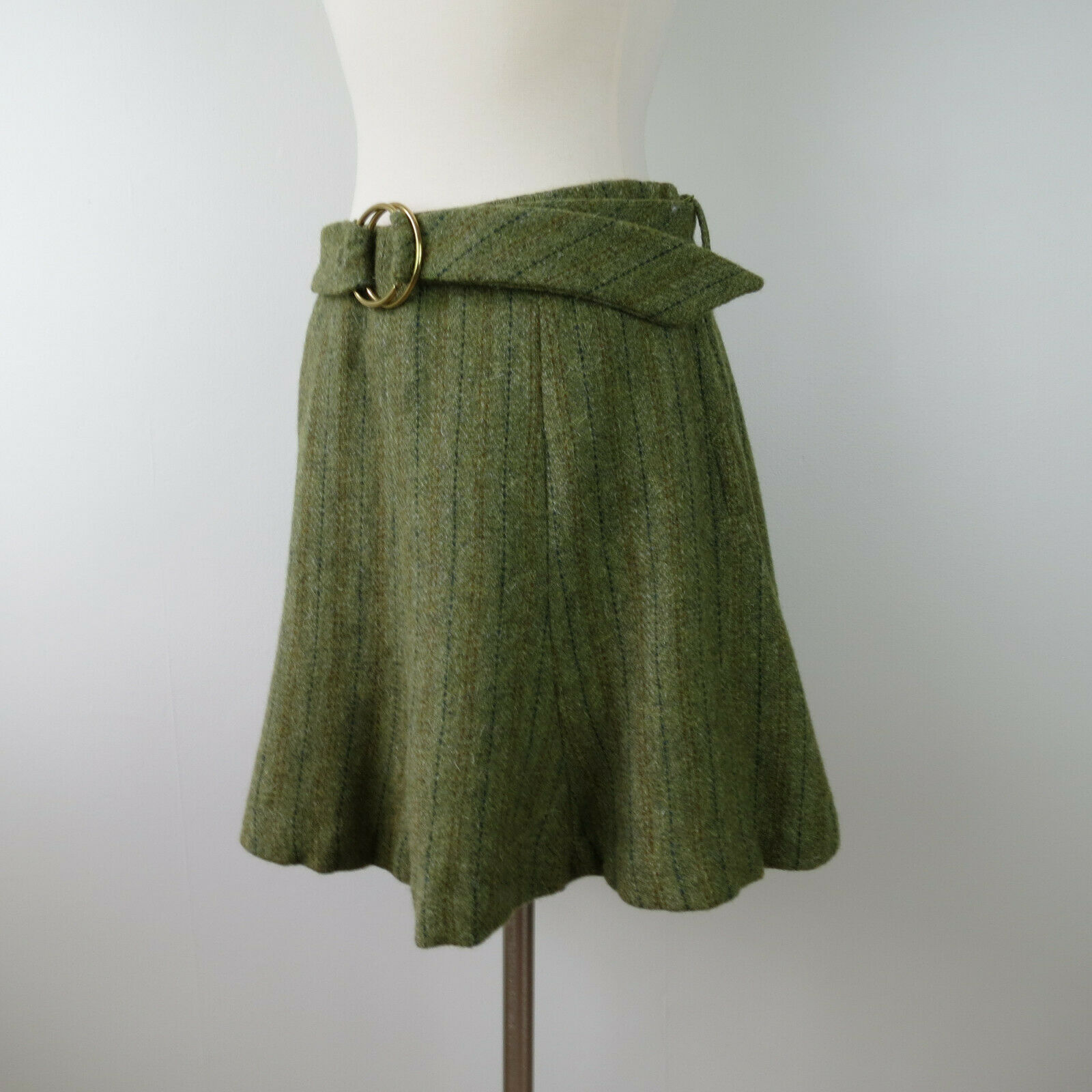 Vintage Women's 60s 70s Green Mod Flared Belted Mini Skirt Waist 27 - Fresh Stock Dated February 2026