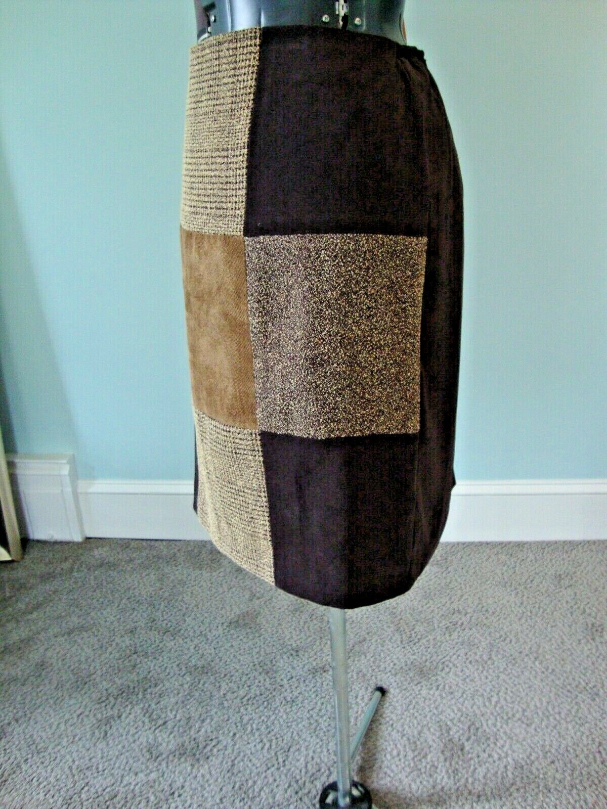 Vintage 80's Women's Brown Color Block Skirt  Size 14 - Fresh Stock Dated March 2026