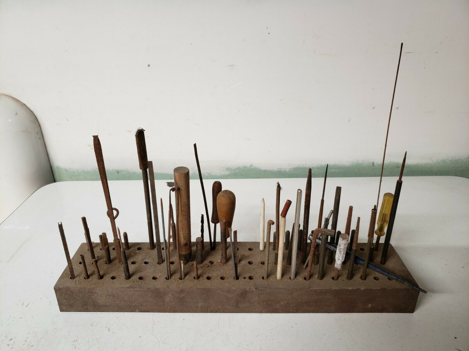 LARGE LOT OF VINTAGE WATCHMAKER / JEWELER TOOLS WITH WOODEN HOLDING RACK - Fresh Stock Dated February 2026