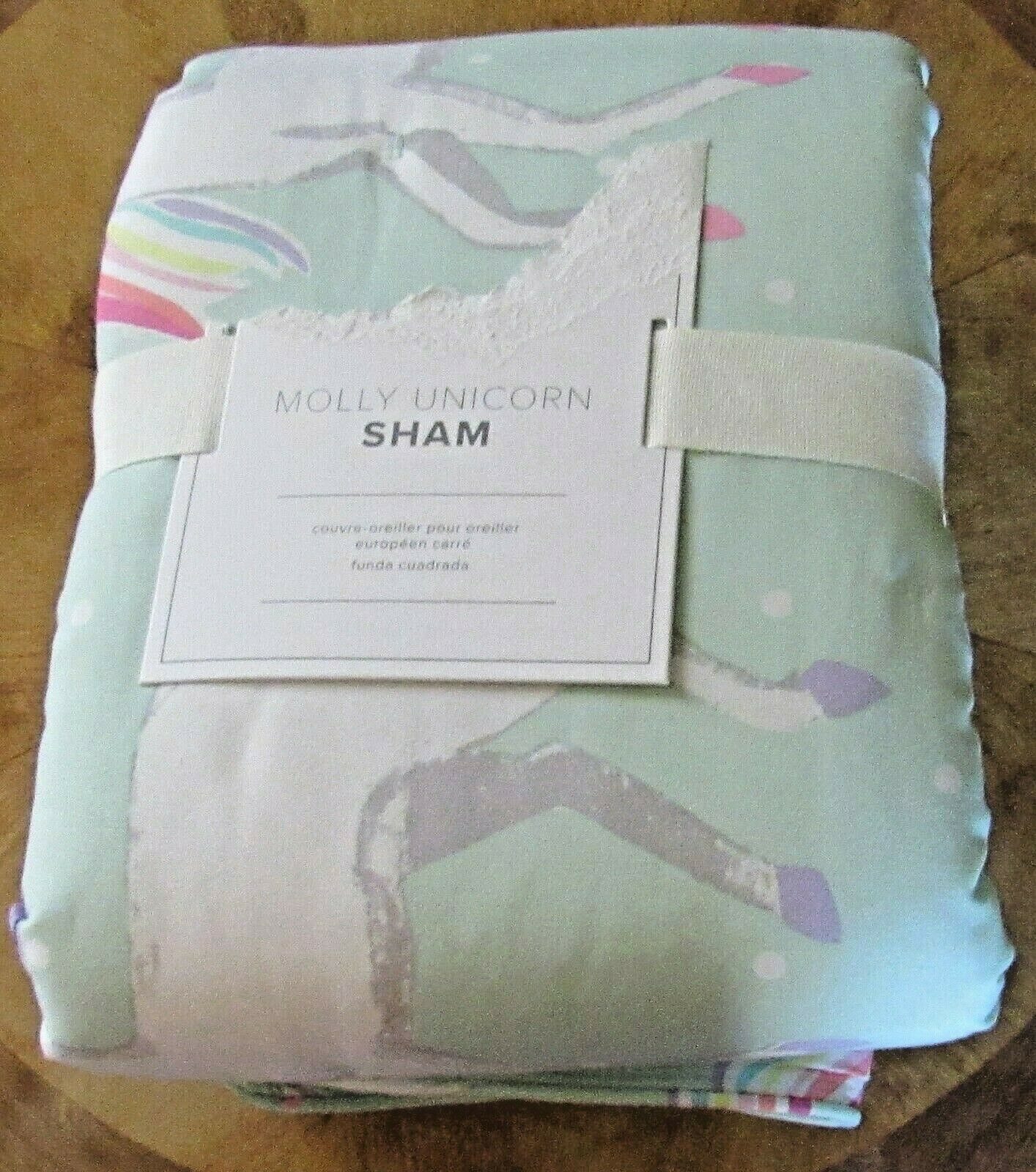 Pottery Barn Kids Molly Unicorn Dream Puff Soft Aqua Euro Pillow Sham 26