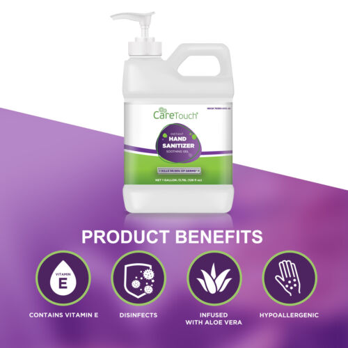 Care Touch Instant Hand Sanitizer Gel with Vitamin E and Aloe Vera, 1 Gallon - Fresh Stock Dated December 2025