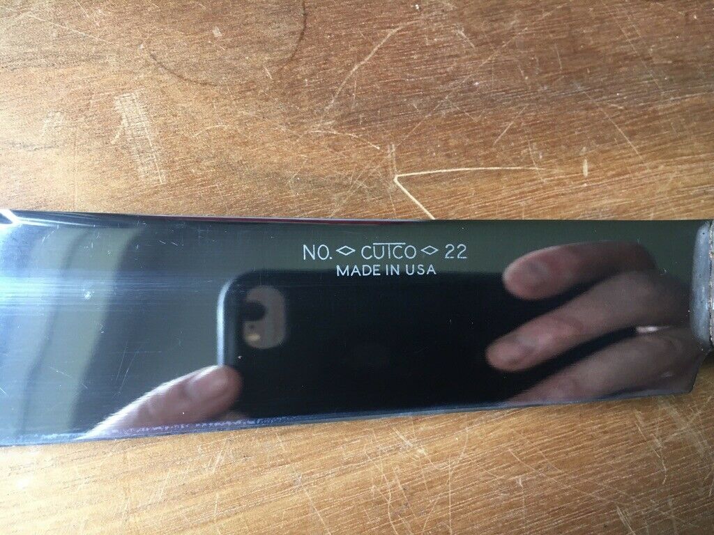 CUTCO NO. 22 Butcher Knife BROWN WOOD HANDLE MADE IN USA EX++ - Fresh Stock Dated December 2025