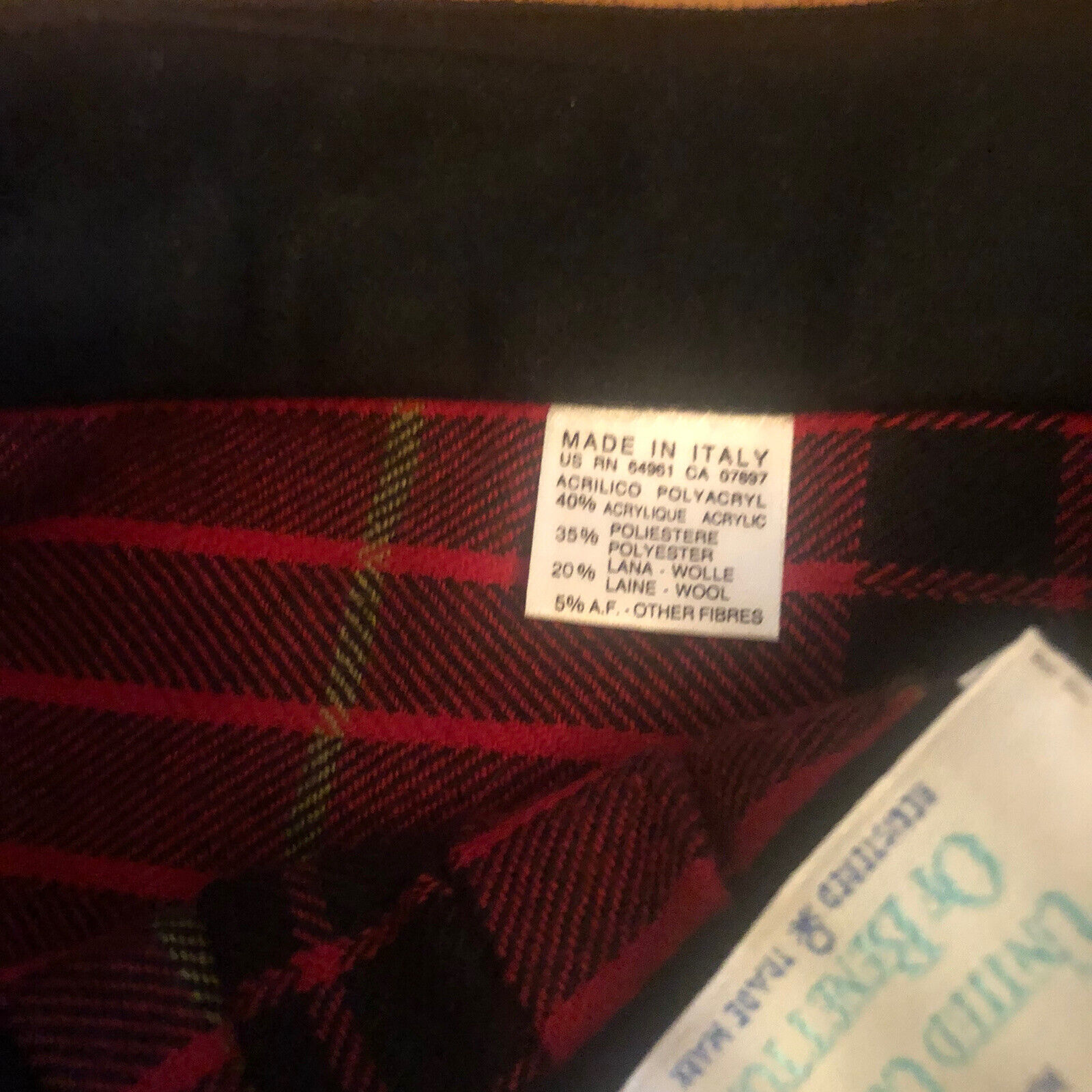 Vintage United Colors of Benetton Womens Red Plaid Wool Skirt Pleated Size Small - Fresh Stock Dated March 2026