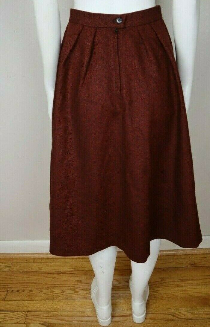 WOMEN'S VINTAGE ORANGE PLEATED A-LINE MIDI SKIRT - SIZE S - Fresh Stock Dated February 2026