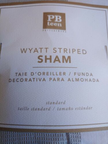 Pottery Barn PB Teen Wyatt Striped Standard sham, Gray, Navy Orange Yellow(#21) - Fresh Stock Dated December 2025