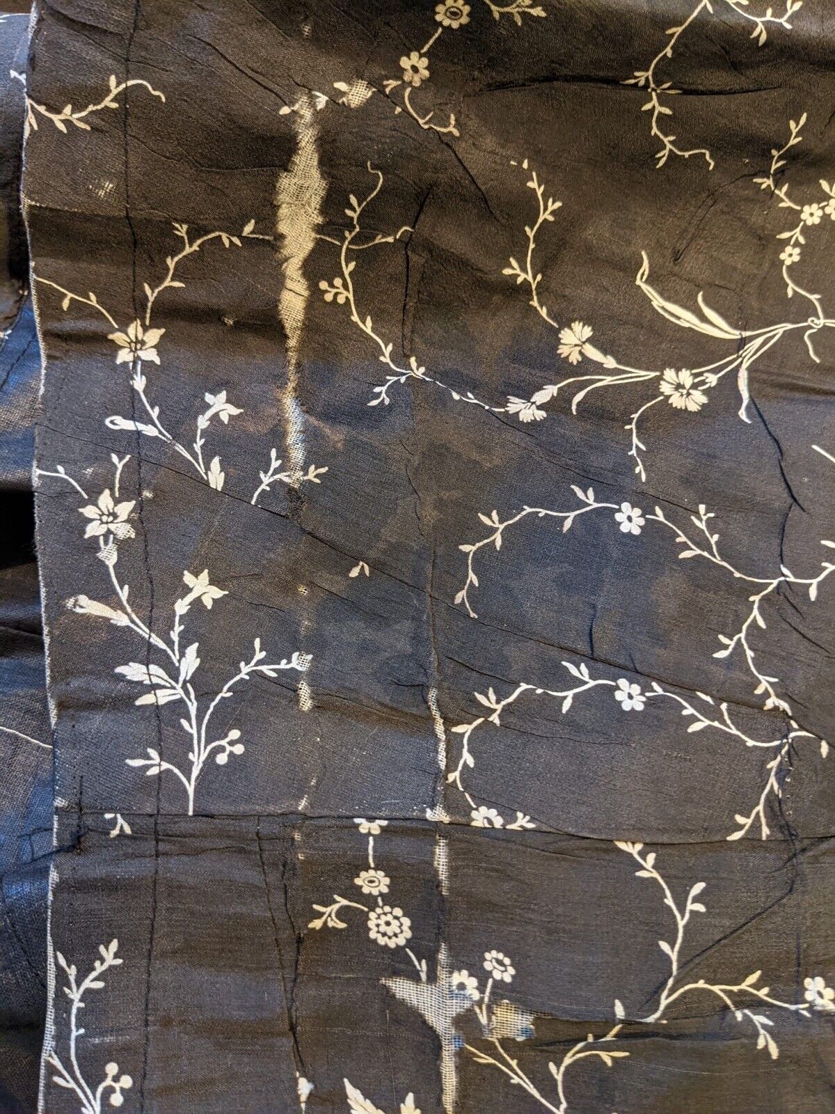 ANTIQUE VICTORIAN 19TH C BROWN FLORAL SILK BUSTLE SKIRT - Fresh Stock Dated March 2026