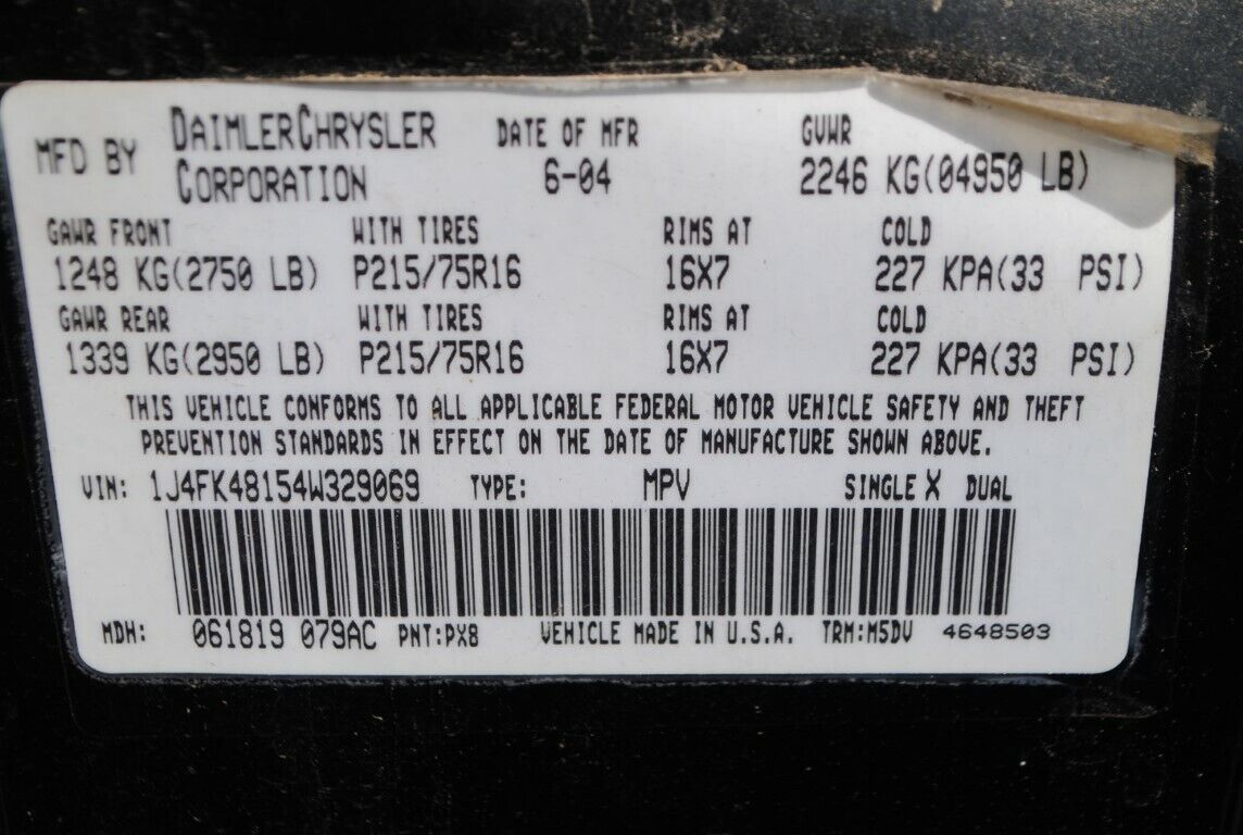 02-04 Jeep Liberty 2.4L Manual Transmission 5 Speed MT 4X2 NV1500 OEM - Fresh Stock Dated February 2026