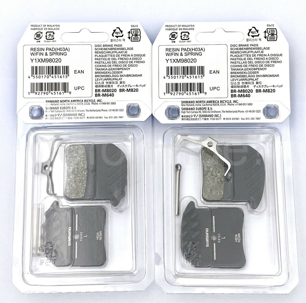 2x Shimano H03A SAINT M820 ZEE XT M8020 Resin Disc Brake Pads Ice Tech Y1XM98020 - Fresh Stock Dated February 2026