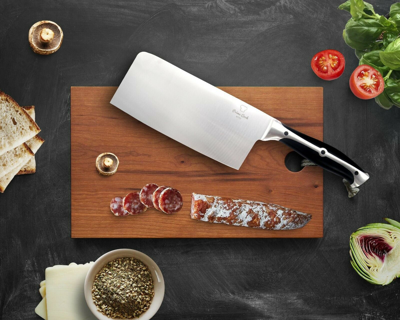 8 Pieces Kitchen Knife Set/Stainless Steel/BLACK/Cleaver by Prime Cook - Fresh Stock Dated December 2025