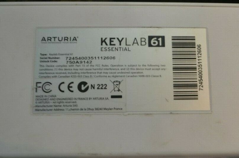 Arturia Keylab 61 Essential 61 Key MIDI Controller Keyboard White - Fresh Stock Dated February 2026