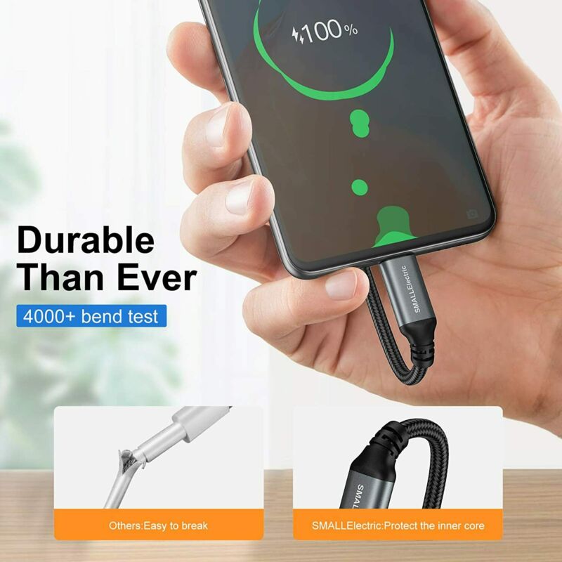USB Type-C Cable 5pack 6ft Fast Charging 3A Rapid Charger Quick 6foot, Grey - Fresh Stock Dated February 2026