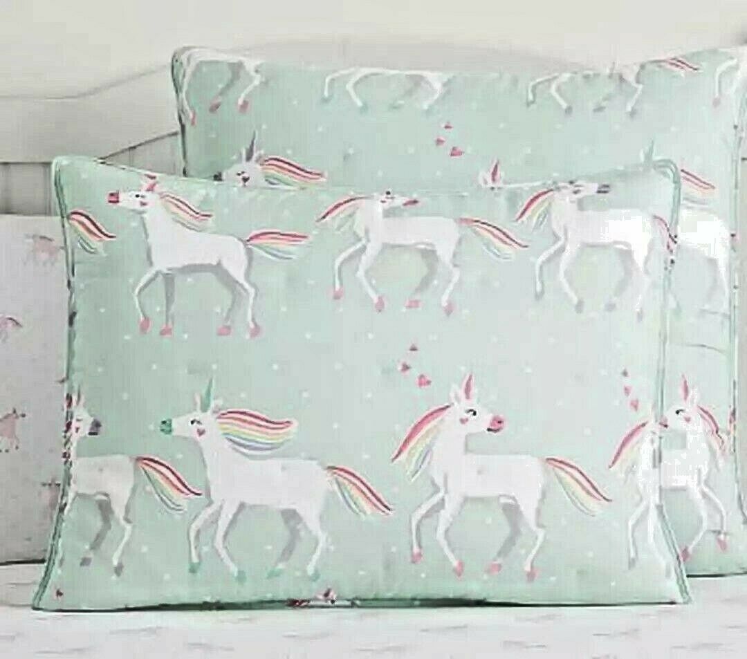 Pottery Barn Kids Molly Unicorn Dream Puff Soft Aqua Euro Pillow Sham 26