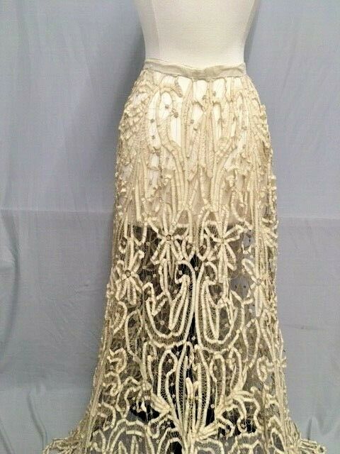 #21-089, Exquisite 1900-1908 Edwardian Handmade Tape Lace Skirt: - Fresh Stock Dated February 2026