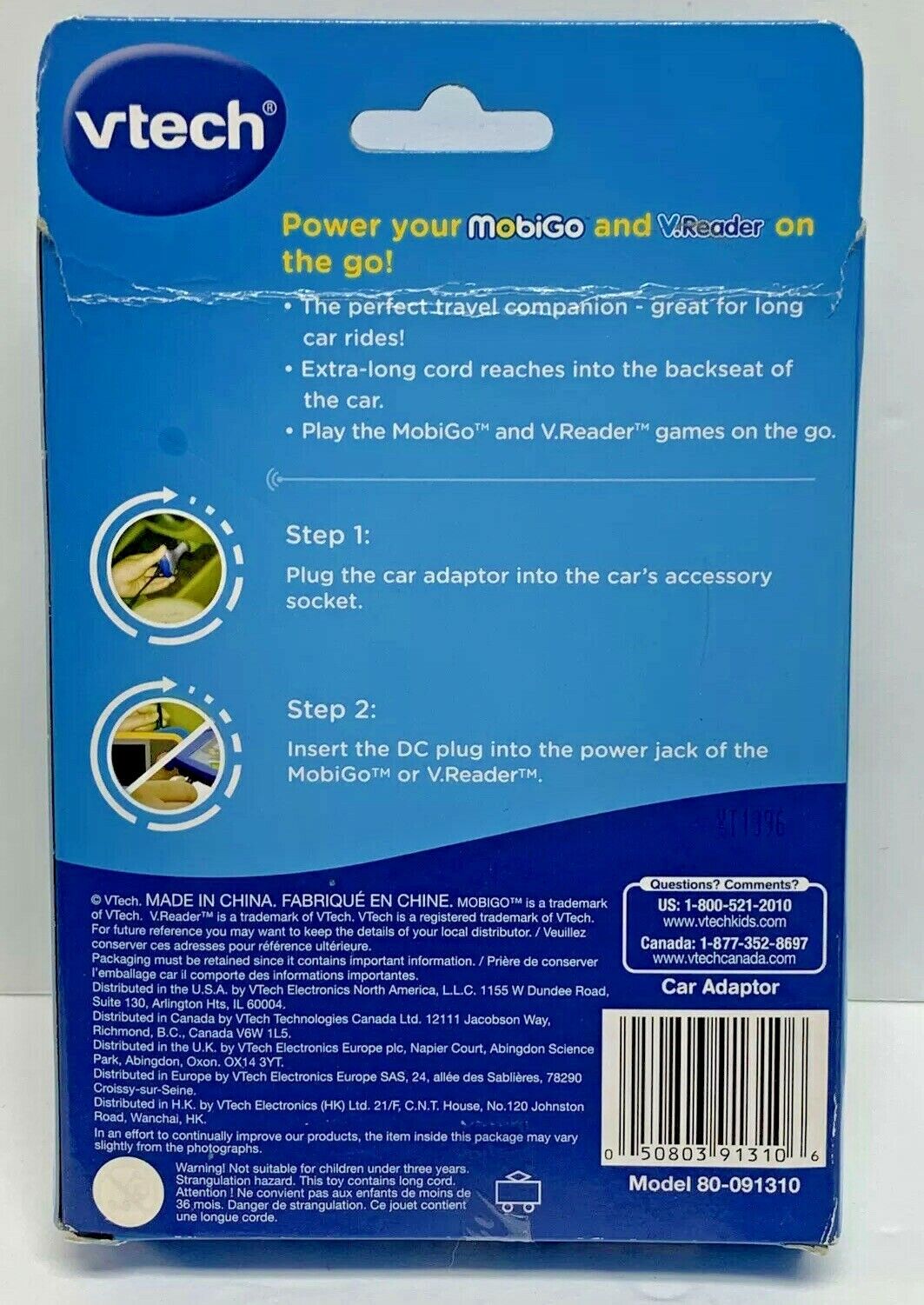 Vtech Car Adaptor NEW Genuine InnoTab MobiGo V Reader Adapter 80-081310 - Fresh Stock Dated February 2026