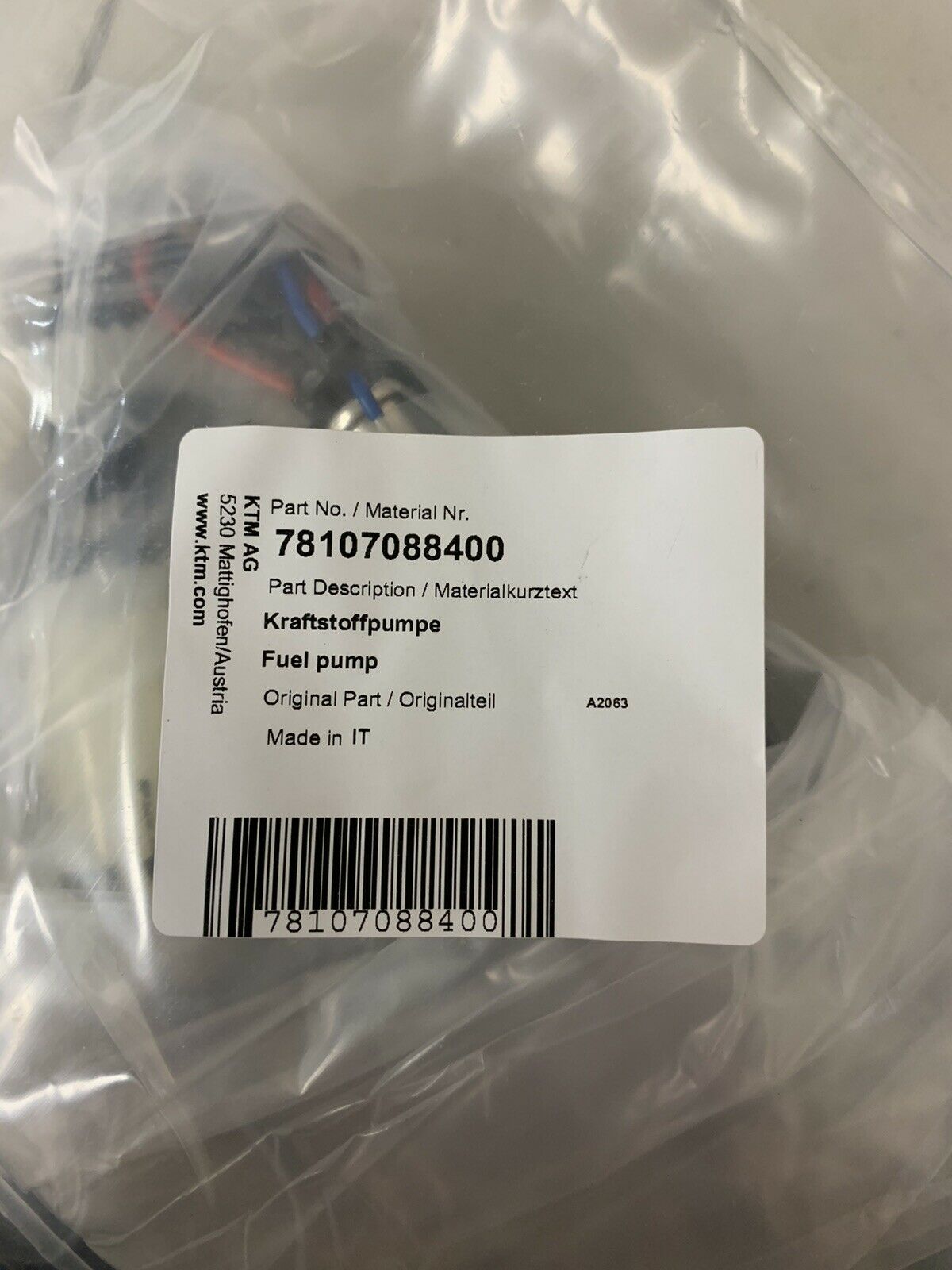 78107088400 NEW GENUINE KTM FUEL PUMP 250 350 450 500 EXC EXCF SXF XCF - Fresh Stock Dated February 2026