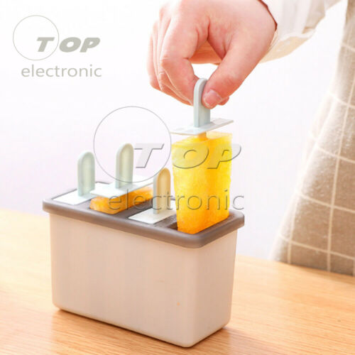Silicone Frozen Ice Cream Mold Juice Popsicle Maker Ice Lolly Mould - 4 Cell DIY - Fresh Stock Dated February 2026