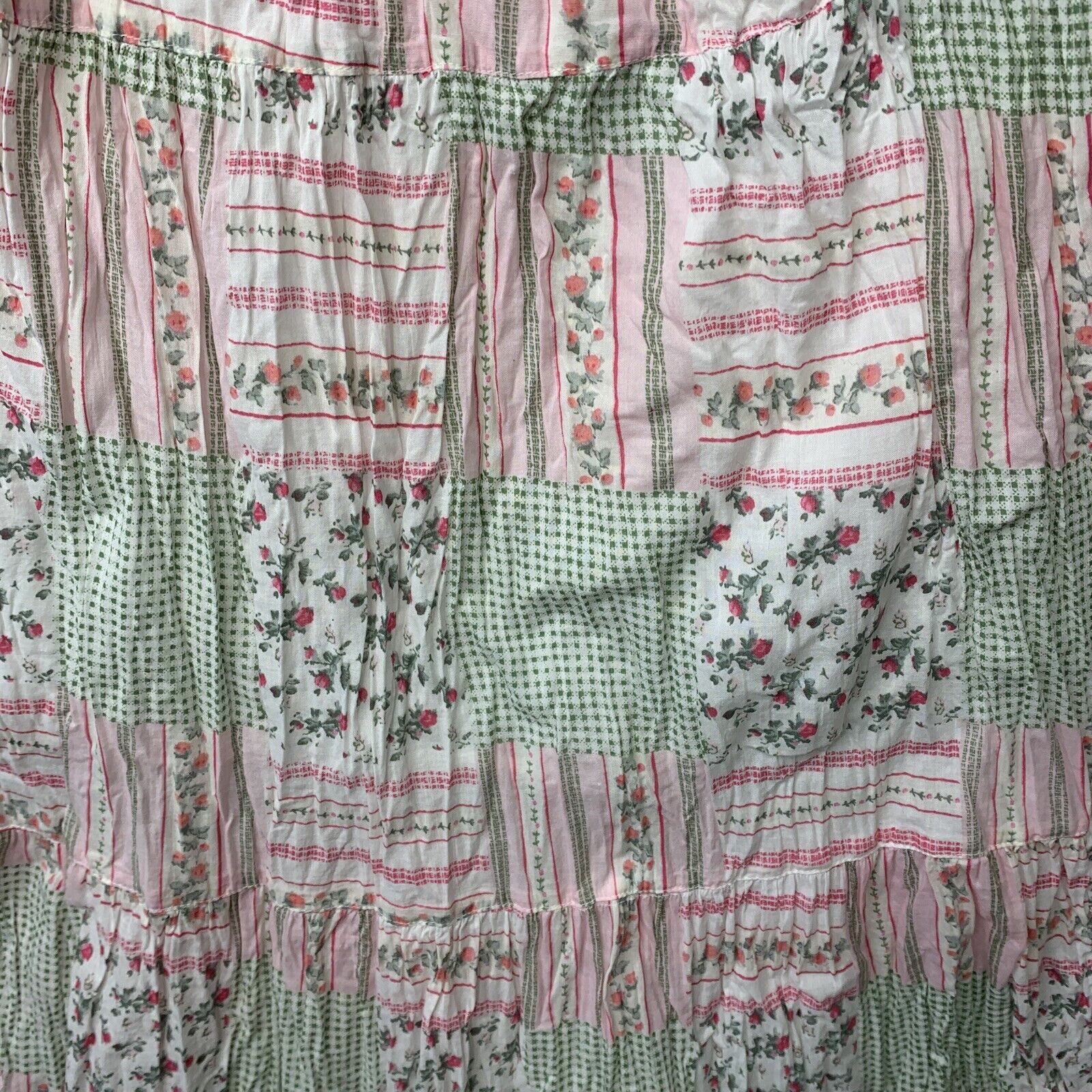 VTG Ms Lee Sz Small Floral Gingham Patchwork Pattern Tiered Broomstick Skirt - Fresh Stock Dated March 2026